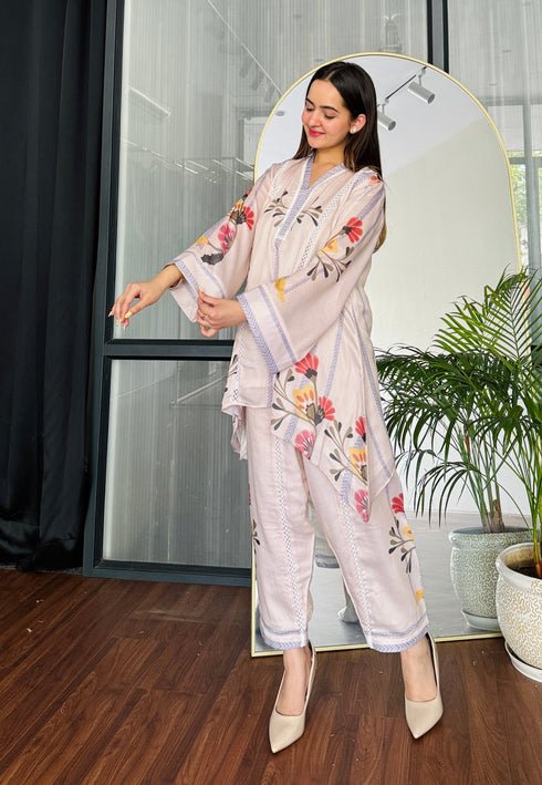 Floral Veil Summer Kurta Set